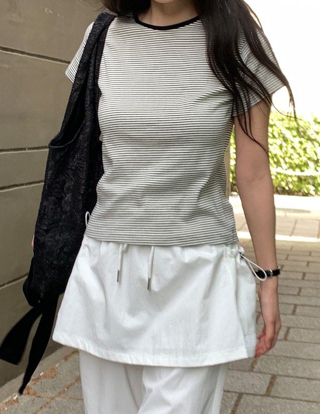 Pastel Deer - Korean Women Fashion - #vintageinspired - Day Stripe Short Sleeve Tee - 3