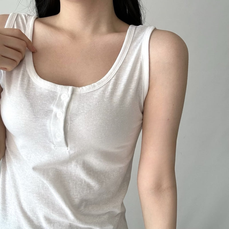 Pastel Deer - Korean Women Fashion - #womensfashion - Button Henley Sleeveless - 4