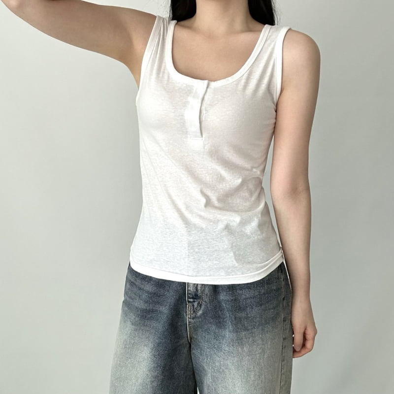 Pastel Deer - Korean Women Fashion - #vintagekidsstyle - Button Henley Sleeveless - 5