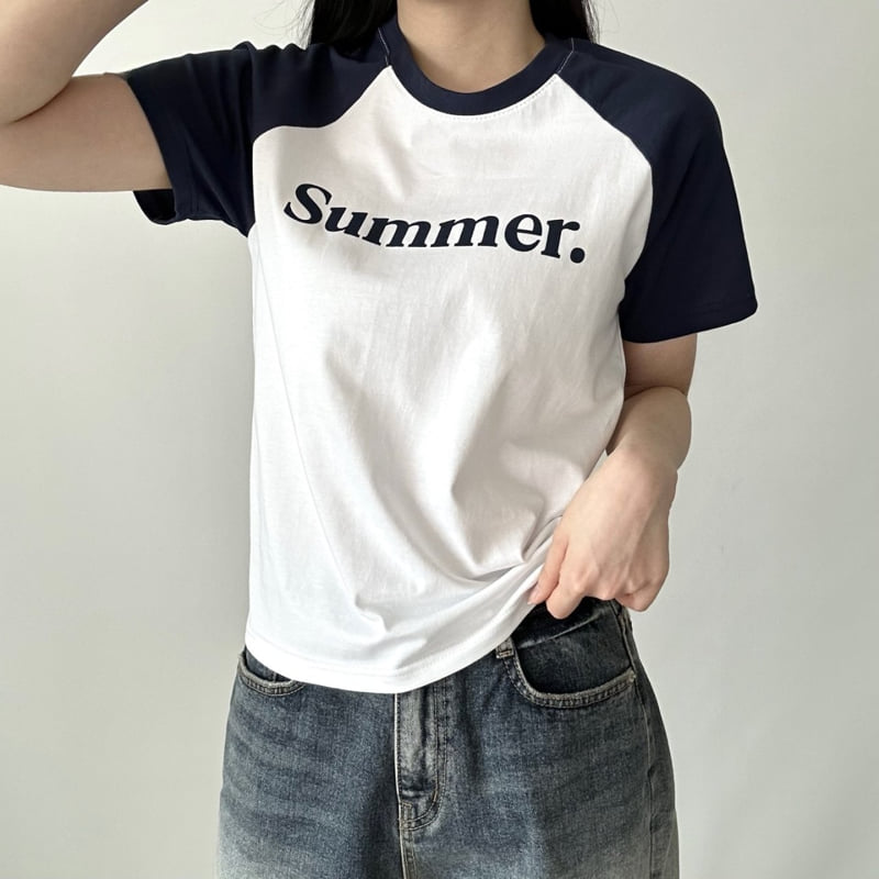 Pastel Deer - Korean Women Fashion - #vintageinspired - Summer Raglan Short Sleeve Tee - 4