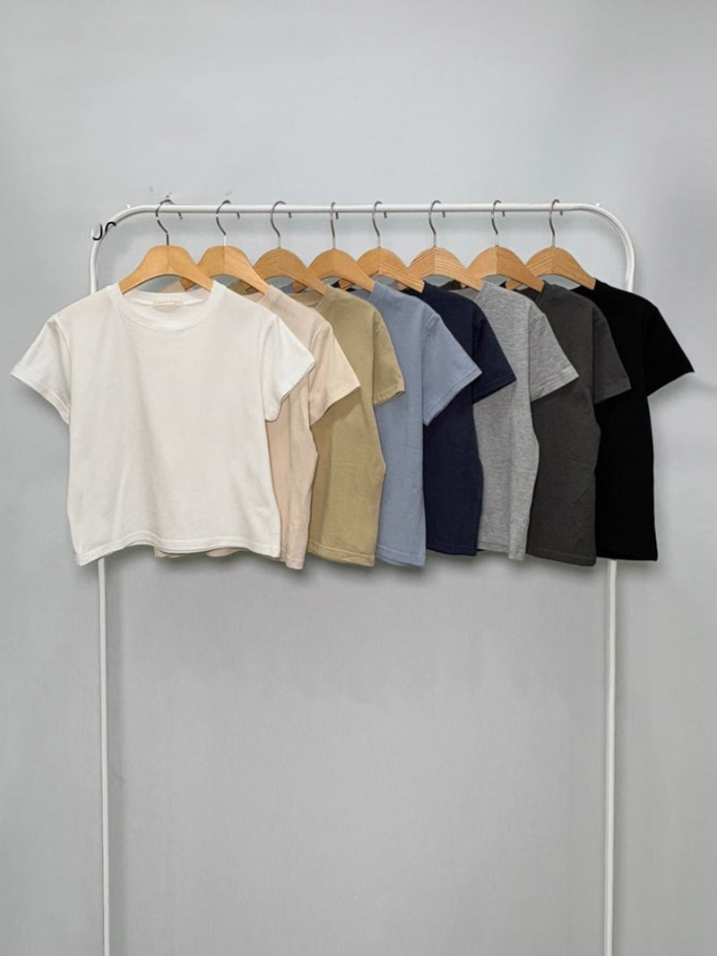 Pastel Deer - Korean Women Fashion - #womensfashion - Modal Crop Short Sleeve Tee