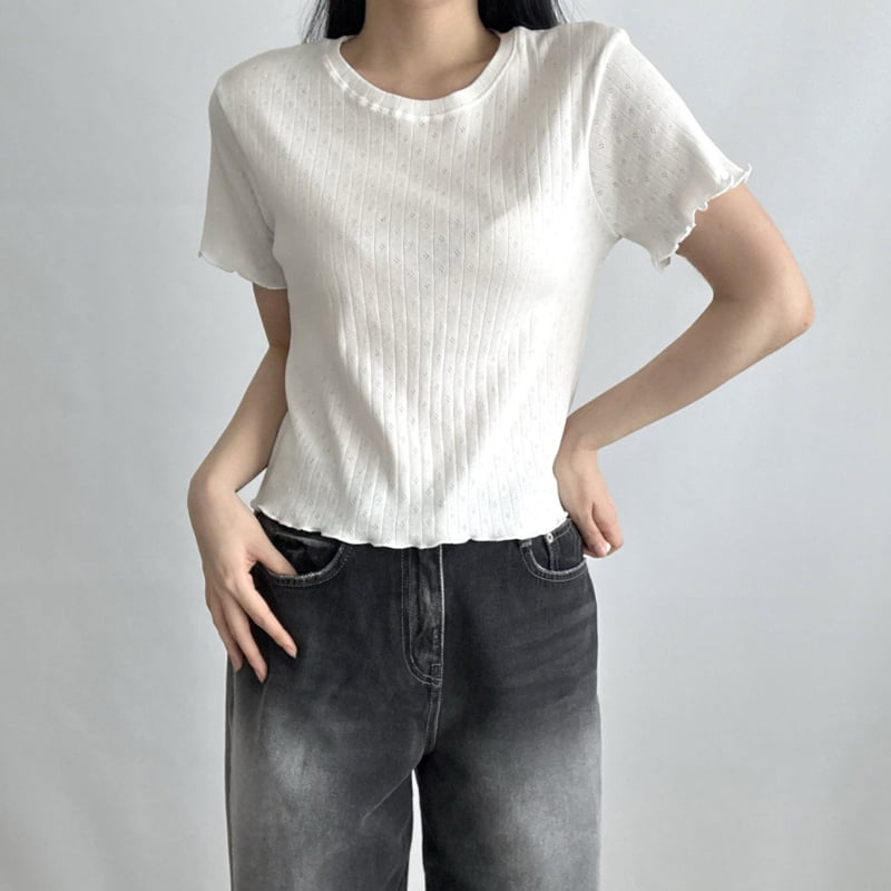 Pastel Deer - Korean Women Fashion - #momslook - Flower Short Sleeve Tee - 4