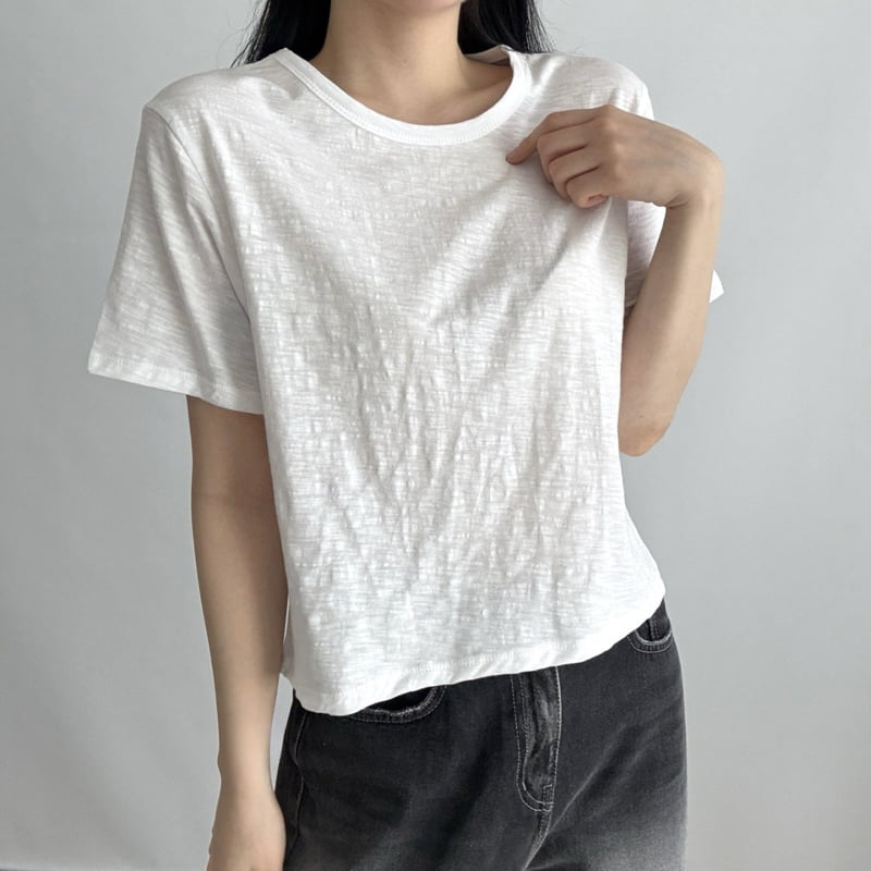 Pastel Deer - Korean Women Fashion - #womensfashion - Slub Crop Short Sleeve Tee - 5