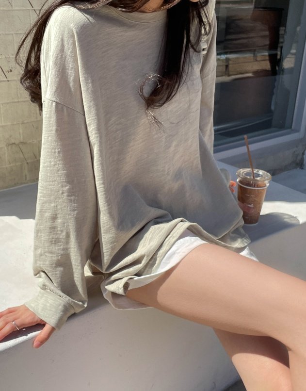 Pastel Deer - Korean Women Fashion - #womensfashion - Slub Ribbed Long Sleeve Tee - 2