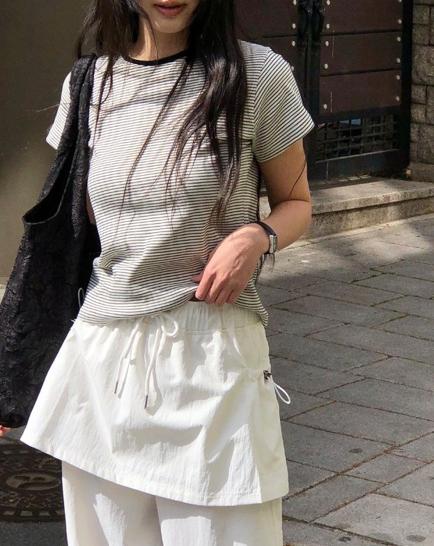 Pastel Deer - Korean Women Fashion - #womensfashion - Day Stripe Short Sleeve Tee - 2