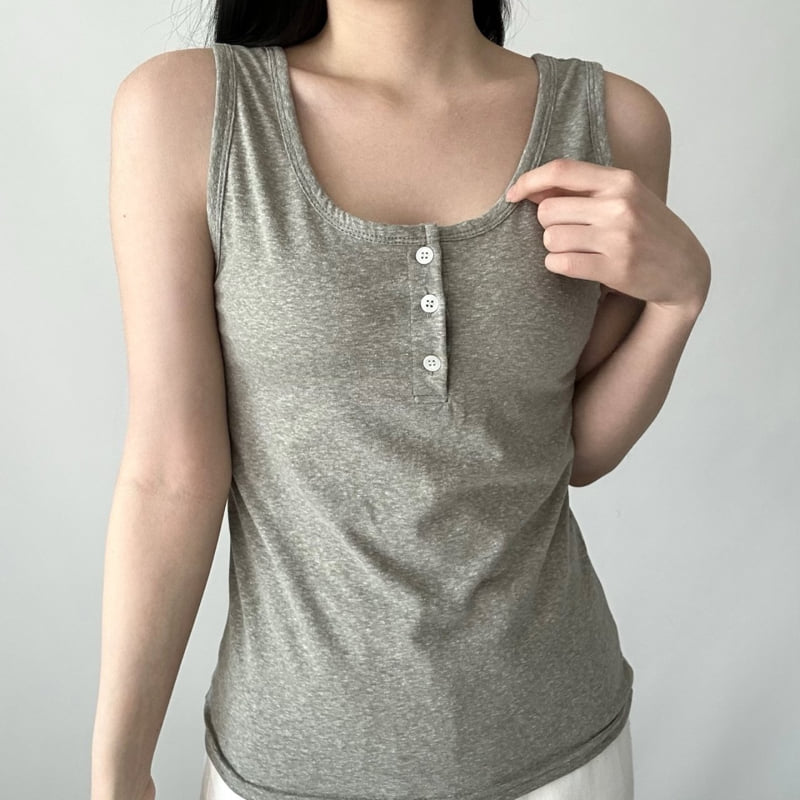 Pastel Deer - Korean Women Fashion - #womensfashion - Button Henley Sleeveless - 3