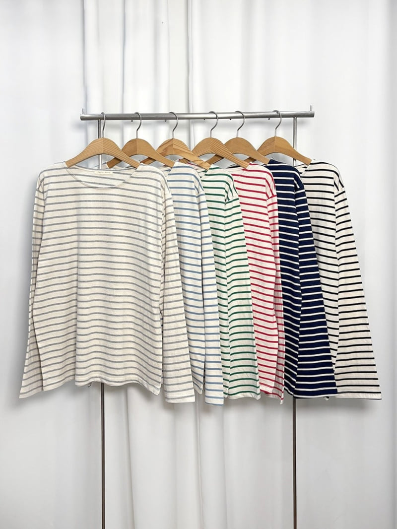 Pastel Deer - Korean Women Fashion - #womensfashion - Cotton Stripe Long Sleeve Tee - 7