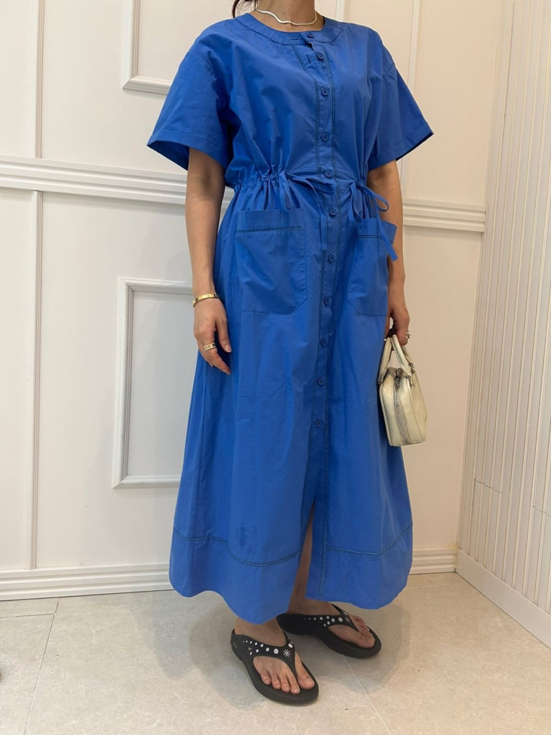 Pearls room - Korean Women Fashion - #momslook - Pocket Strap One-piece - 3