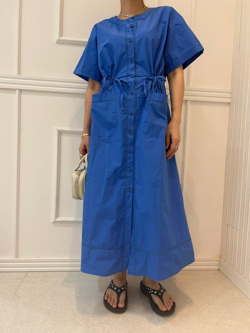 Pearls room - Korean Women Fashion - #momslook - Pocket Strap One-piece - 5