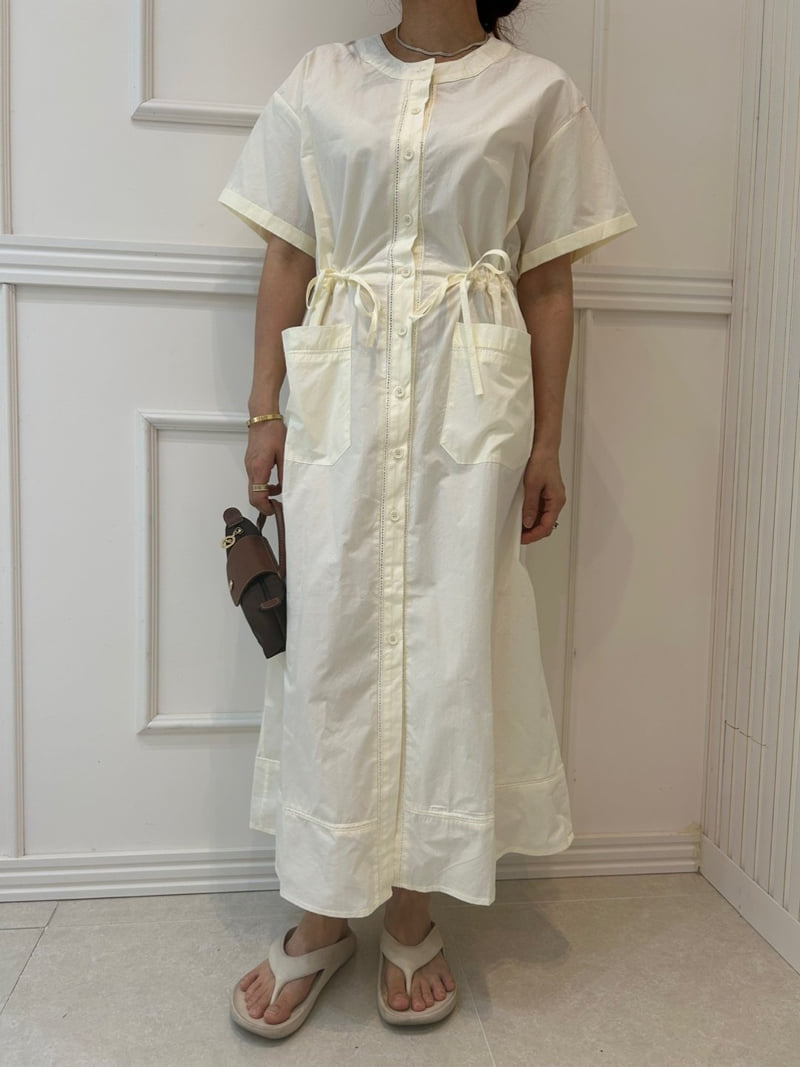 Pearls room - Korean Women Fashion - #momslook - Pocket Strap One-piece - 7