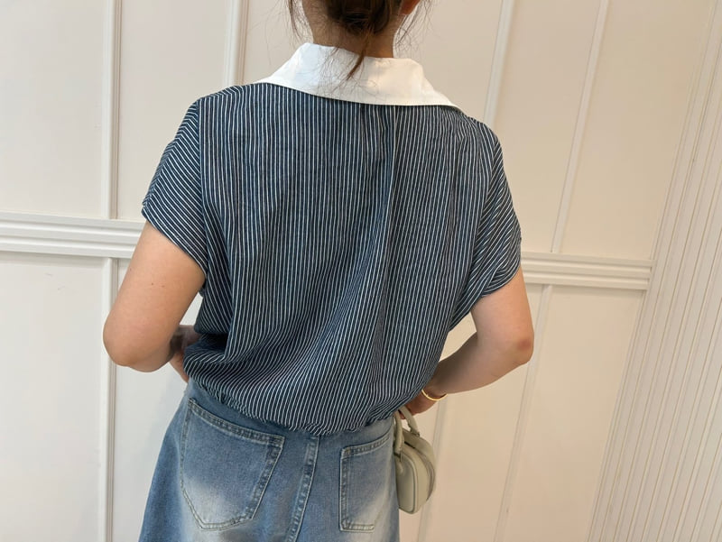 Pearls room - Korean Women Fashion - #momslook - Color Stripe Shirt - 9