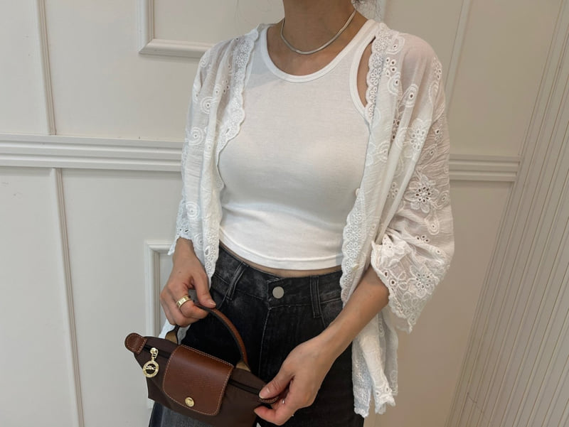 Pearls room - Korean Women Fashion - #womensfashion - Embroidered Lace Cardigan - 4