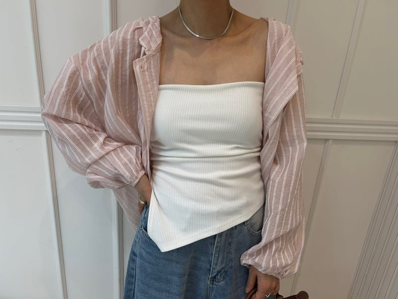 Pearls room - Korean Women Fashion - #womensfashion - Open Stripe Hood Shirt - 4
