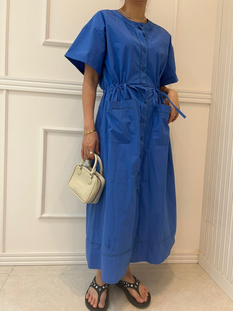 Pearls room - Korean Women Fashion - #momslook - Pocket Strap One-piece - 4