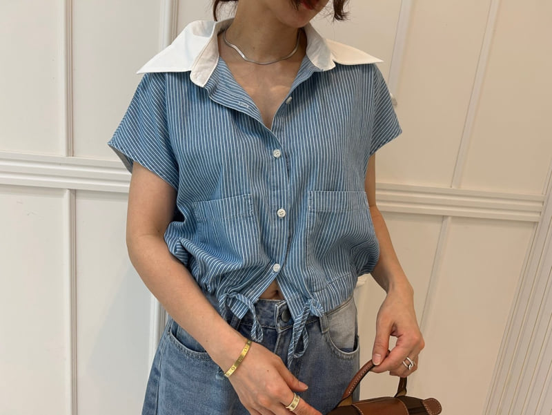Pearls room - Korean Women Fashion - #momslook - Color Stripe Shirt - 4