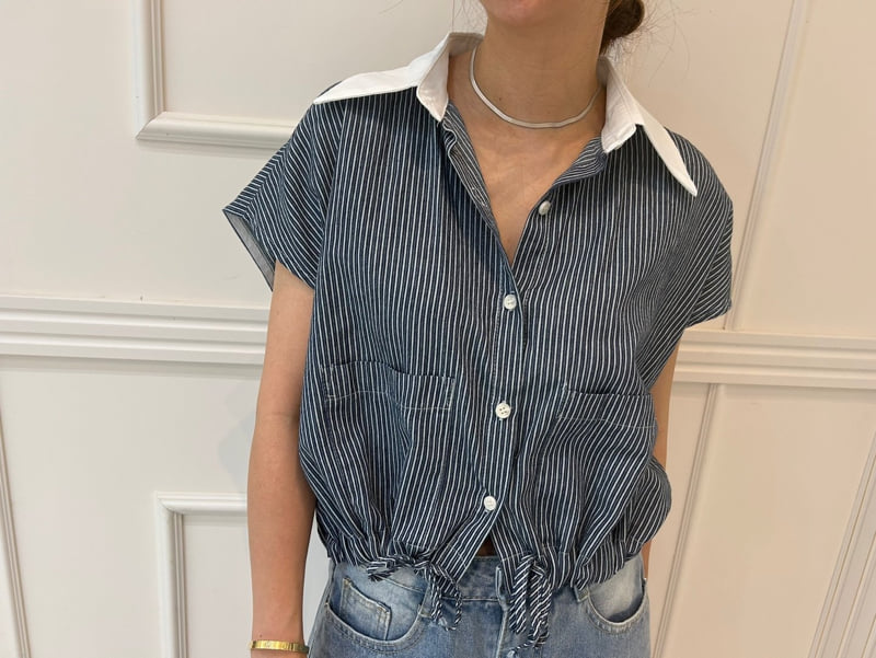 Pearls room - Korean Women Fashion - #womensfashion - Color Stripe Shirt - 6