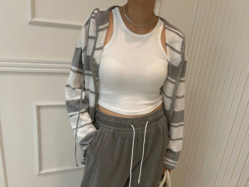 Pearls room - Korean Women Fashion - #womensfashion - Beach Hoodie Stripe Knit - 10