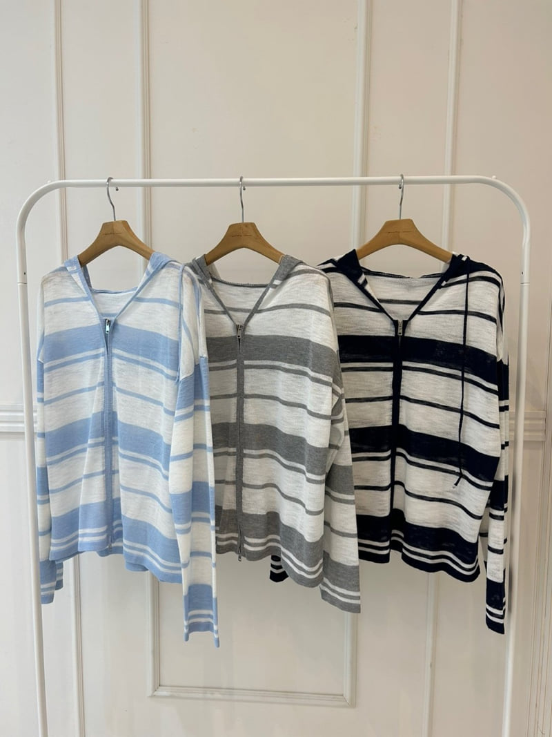 Pearls room - Korean Women Fashion - #womensfashion - Beach Hoodie Stripe Knit - 12
