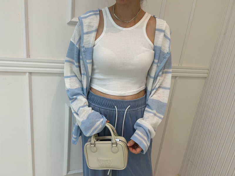 Pearls room - Korean Women Fashion - #womensfashion - Beach Hoodie Stripe Knit - 2