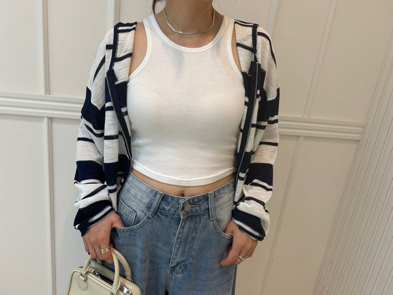 Pearls room - Korean Women Fashion - #womensfashion - Beach Hoodie Stripe Knit - 6