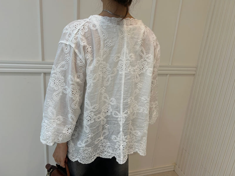 Pearls room - Korean Women Fashion - #womensfashion - Embroidered Lace Cardigan - 7