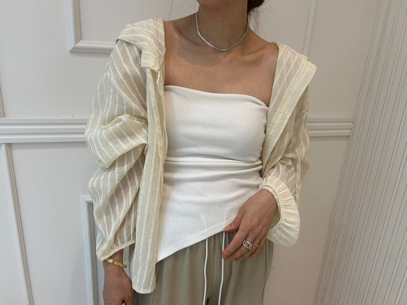 Pearls room - Korean Women Fashion - #womensfashion - Open Stripe Hood Shirt - 7