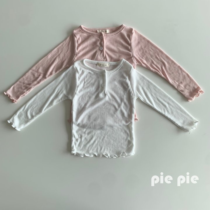 Pie - Korean Children Fashion - #littlefashionista - Minky Button Frill Tee