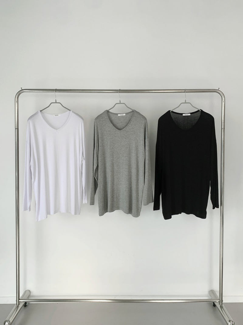 Queensmade - Korean Women Fashion - #momslook - Charlie V-neck Tee - 12
