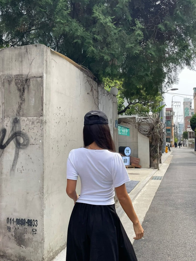 Queensmade - Korean Women Fashion - #momslook - Lauren Shirring Tee - 8