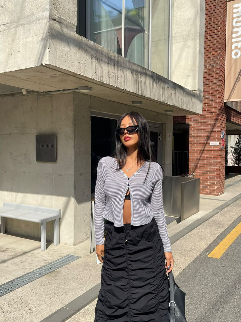 Queensmade - Korean Women Fashion - #momslook - Button Stripe Cardigan - 3