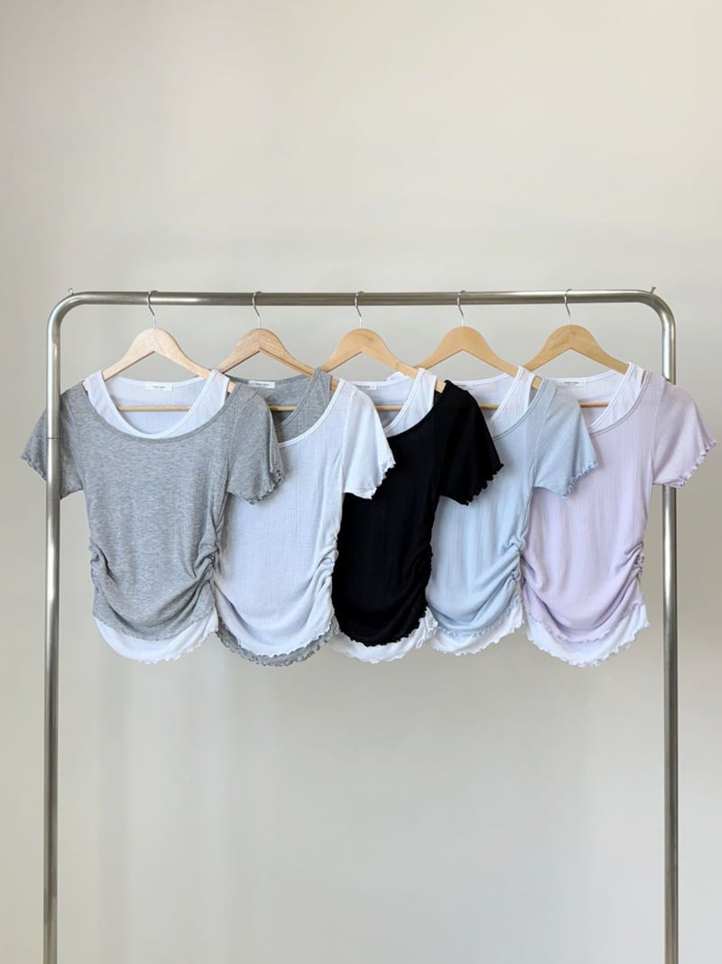 Queensmade - Korean Women Fashion - #momslook - Double Ribbed Tee - 12
