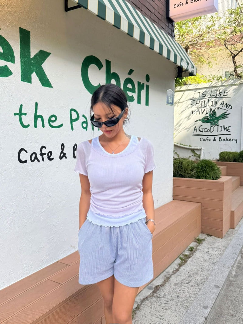 Queensmade - Korean Women Fashion - #momslook - Double Ribbed Tee - 6
