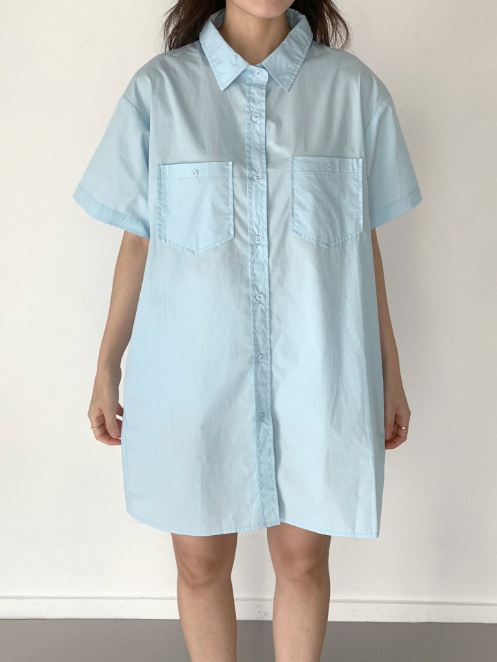 Queensmade - Korean Women Fashion - #momslook - Two Pocket Shirt One-piece - 5