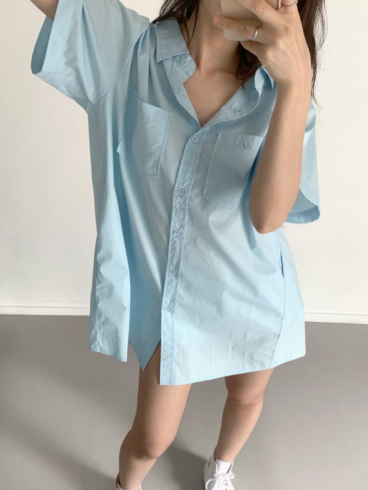 Queensmade - Korean Women Fashion - #momslook - Two Pocket Shirt One-piece - 7