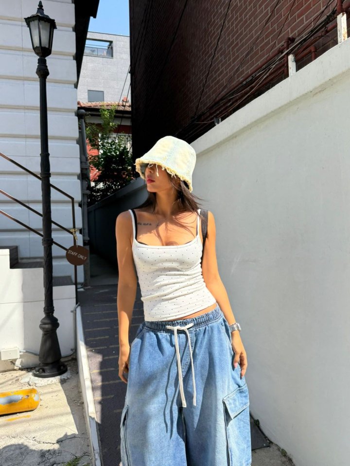 Queensmade - Korean Women Fashion - #momslook - Dot Strap Sleeveless