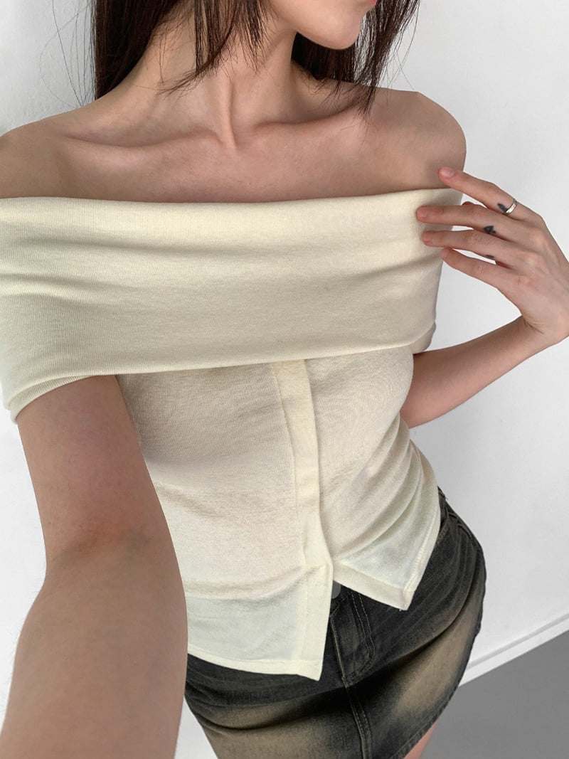Queensmade - Korean Women Fashion - #pursuepretty - Banana Off-Shoulder Tee