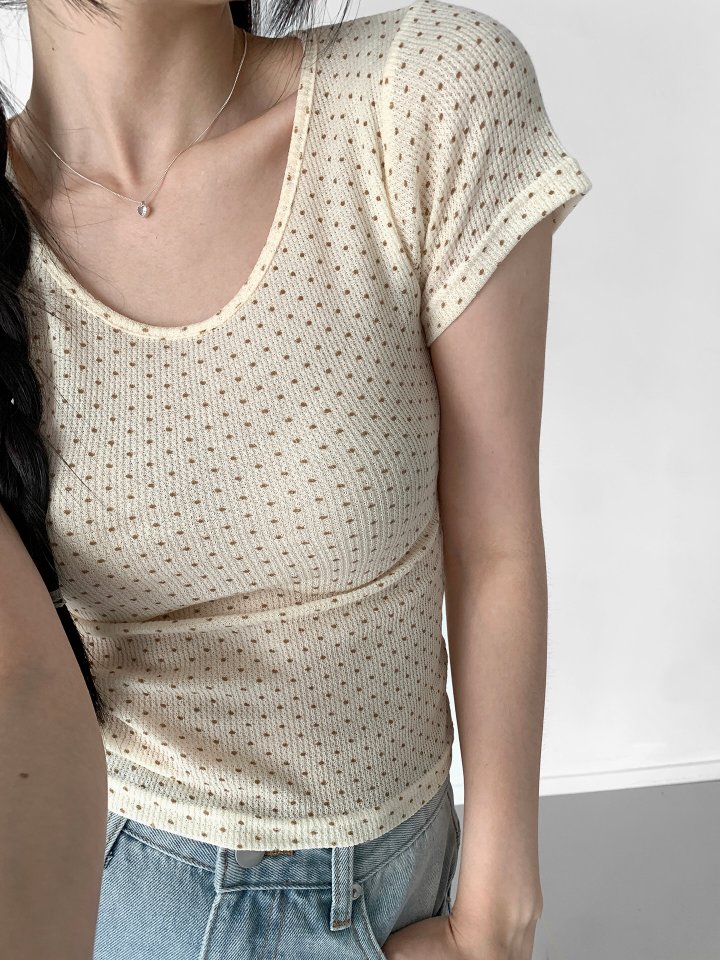 Queensmade - Korean Women Fashion - #pursuepretty - Dot Short Sleeve Tee - 6