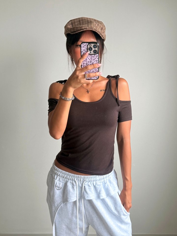 Ribbon Shoulder Tee by Queensmade for Women - view 3