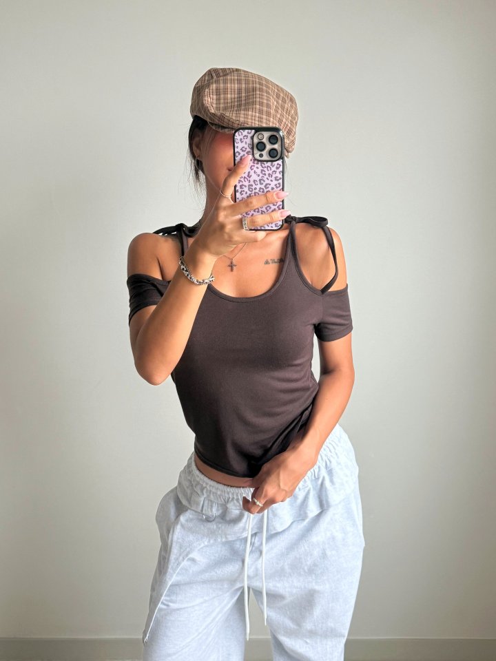 Ribbon Shoulder Tee by Queensmade for Women - view 4