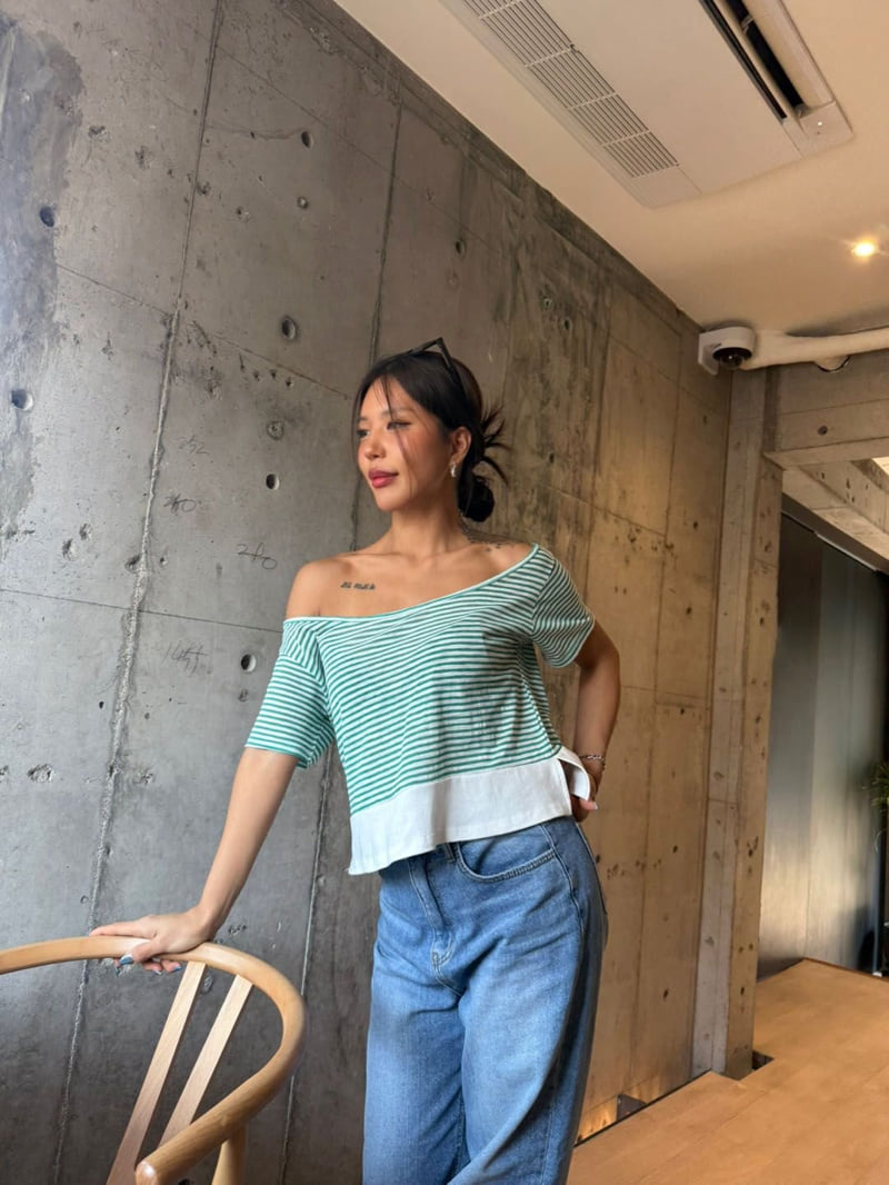 Queensmade - Korean Women Fashion - #shopsmall - Halter Stripe Tee - 2