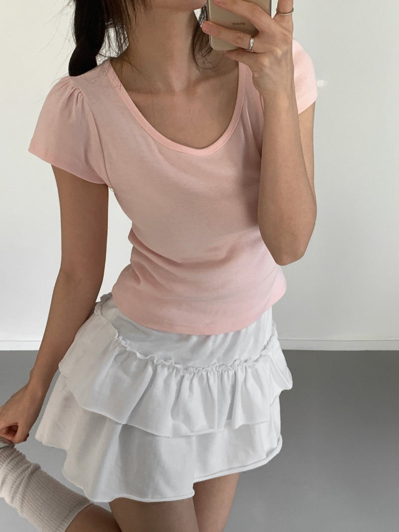 Queensmade - Korean Women Fashion - #shopsmall - Tiny Shirring Tee
