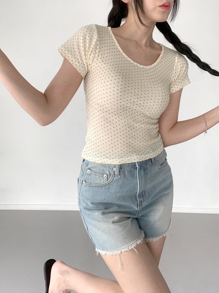 Queensmade - Korean Women Fashion - #shopsmall - Dot Short Sleeve Tee - 9
