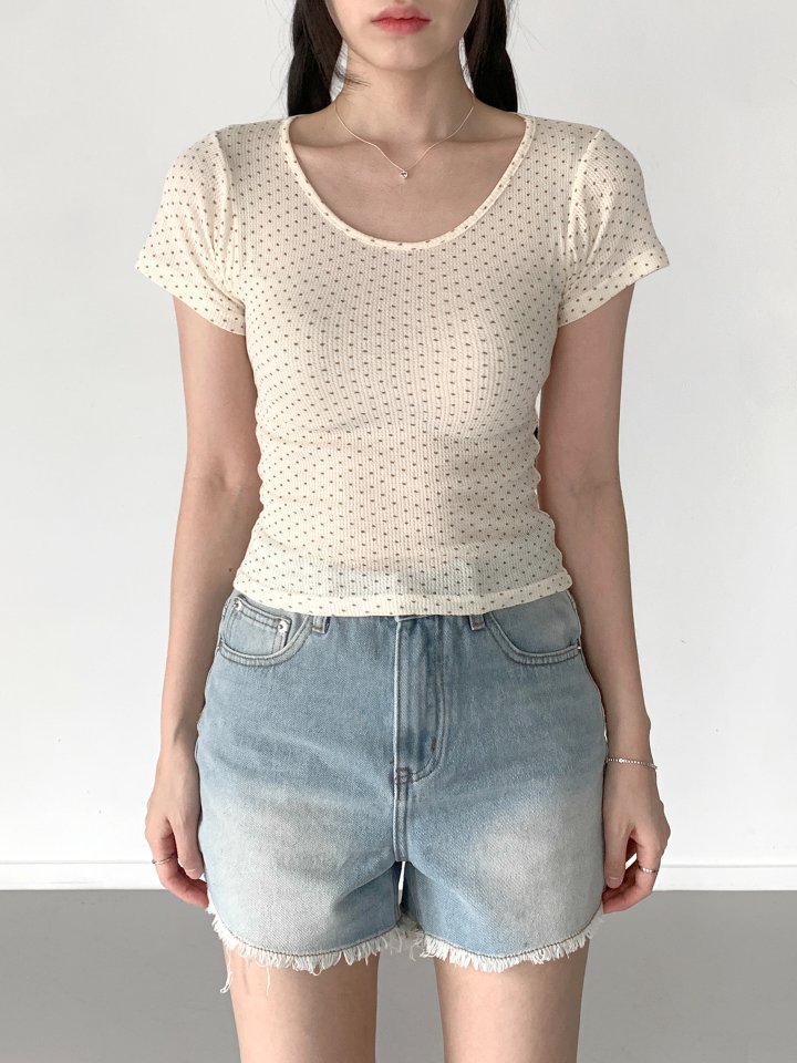 Queensmade - Korean Women Fashion - #womensfashion - Dot Short Sleeve Tee - 4