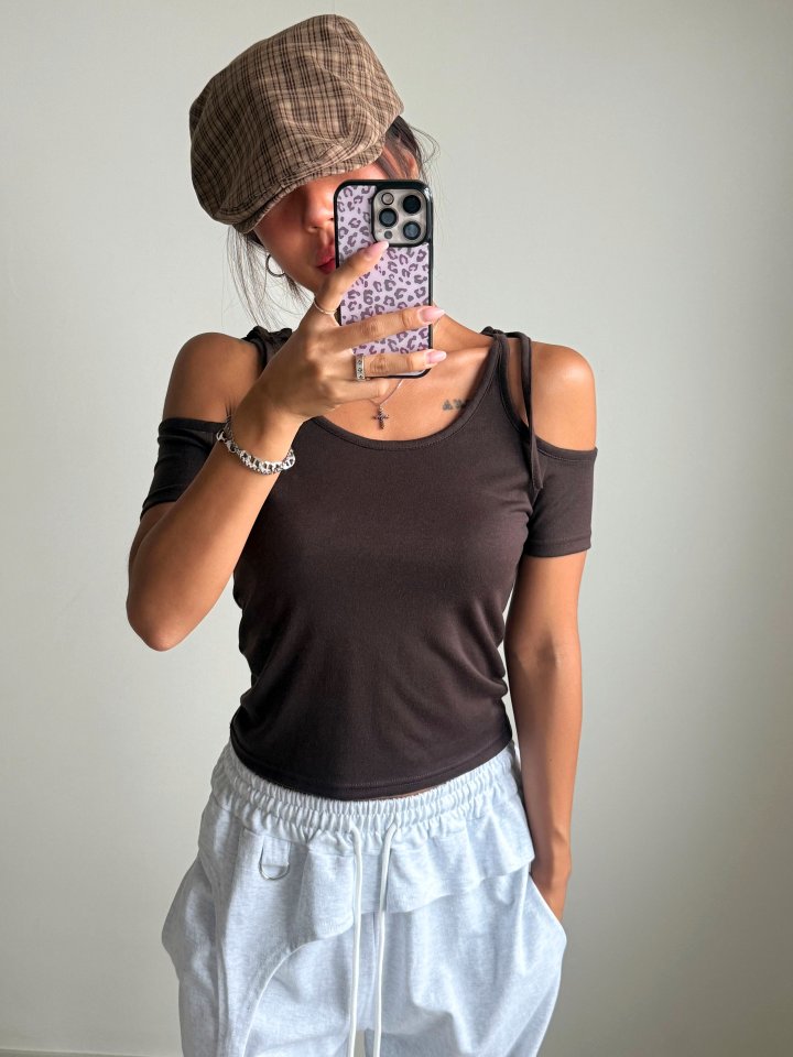 Ribbon Shoulder Tee by Queensmade for Women - view 1