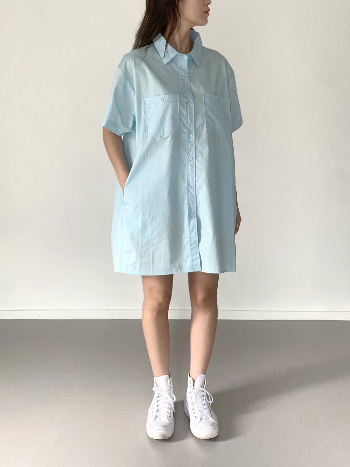 Queensmade - Korean Women Fashion - #vintagekidsstyle - Two Pocket Shirt One-piece - 12