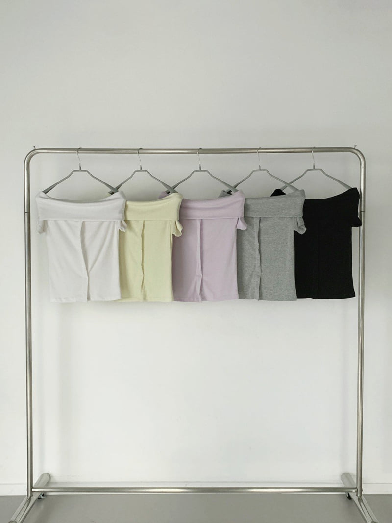 Queensmade - Korean Women Fashion - #womensfashion - Banana Off-Shoulder Tee - 10