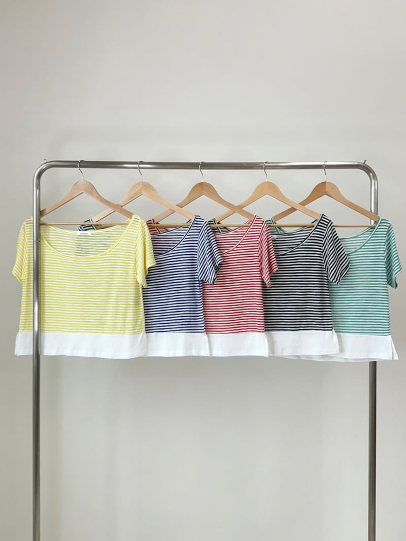 Queensmade - Korean Women Fashion - #womensfashion - Halter Stripe Tee - 12