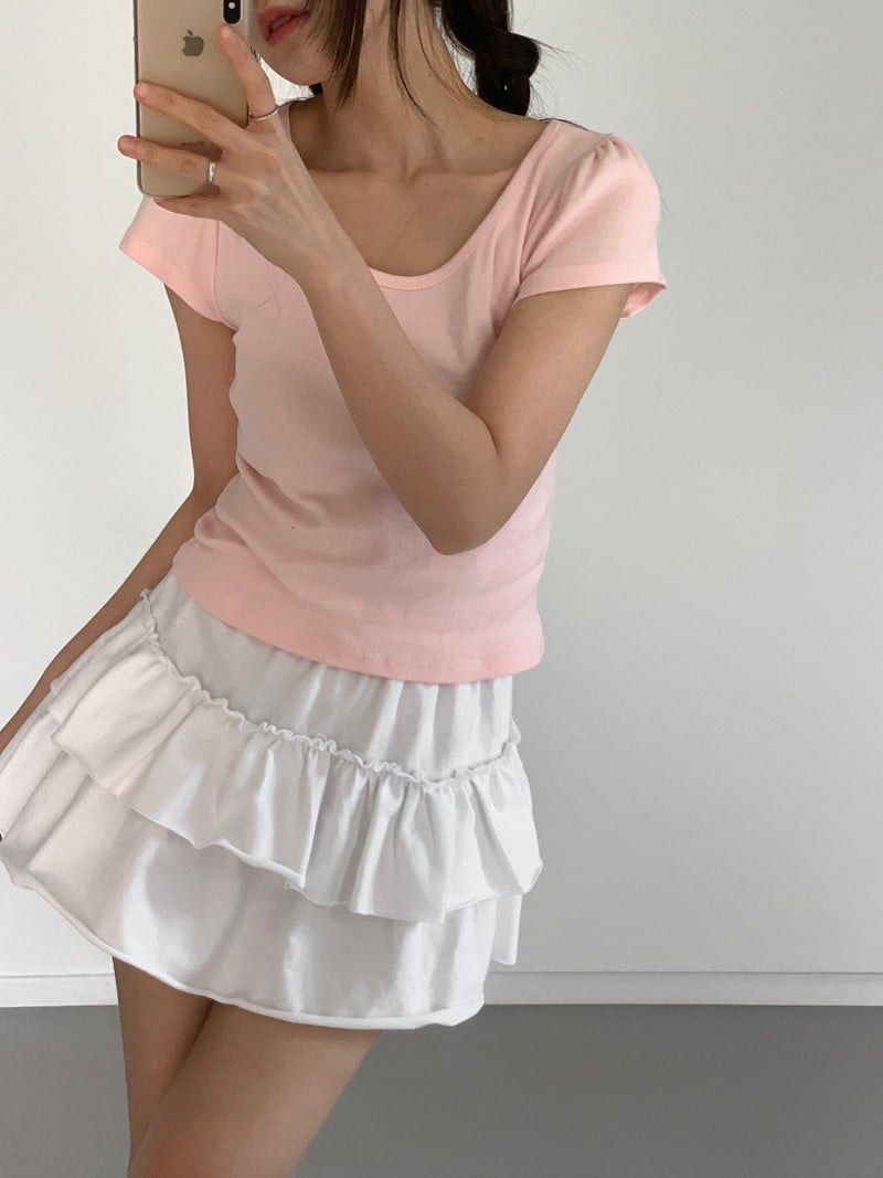 Queensmade - Korean Women Fashion - #womensfashion - Tiny Shirring Tee - 7