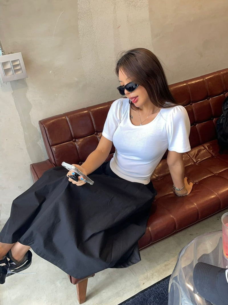 Queensmade - Korean Women Fashion - #womensfashion - Lauren Shirring Tee - 3