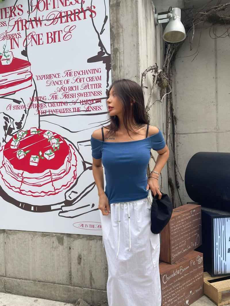 Queensmade - Korean Women Fashion - #womensfashion - Cookie Off-Shoulder Tee - 10